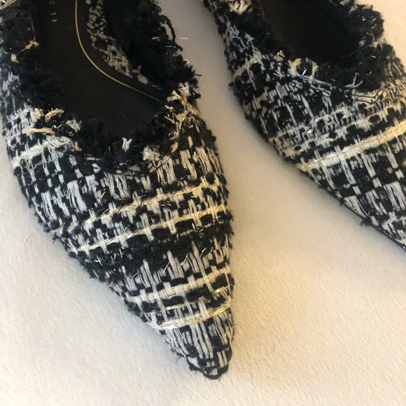 Zara Pointed Toe Tweed Flats - Picture 4 of 6